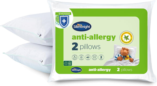 Pernă moale antialergică Silentnight, pachet de 2, pernă de susținere moale cu fibre de pană, ideală pentru persoanele care dorm frontal și abdominal, hipoalergenică și lavabilă la mașină, 2 bucăți