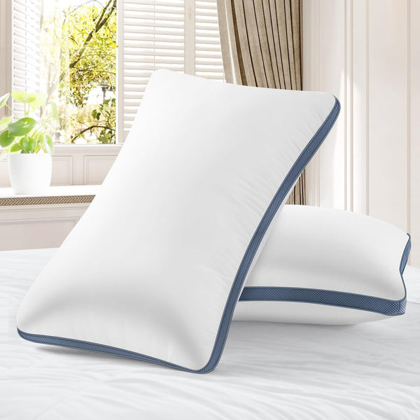 Pernă Maxzzz, pernă de lux, calitate hotelieră, pernă moale pentru dormit cu o parte din plasă respirabilă, pernă de pat elastică, pernă de susținere, umplutură din microfibră alternativă cu puf (dimensiune standard), 2 bucăți