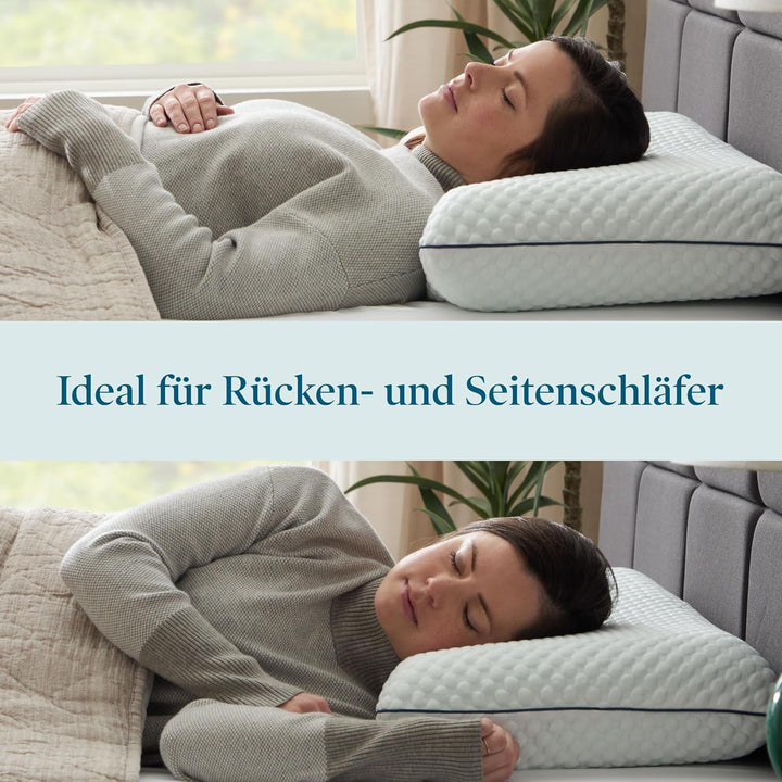 LUCID Gel Memory Foam Pillow 40X60 Cm - Respirabil - efect de răcire - capac lavabil - pernă Oeko-Tex, alb