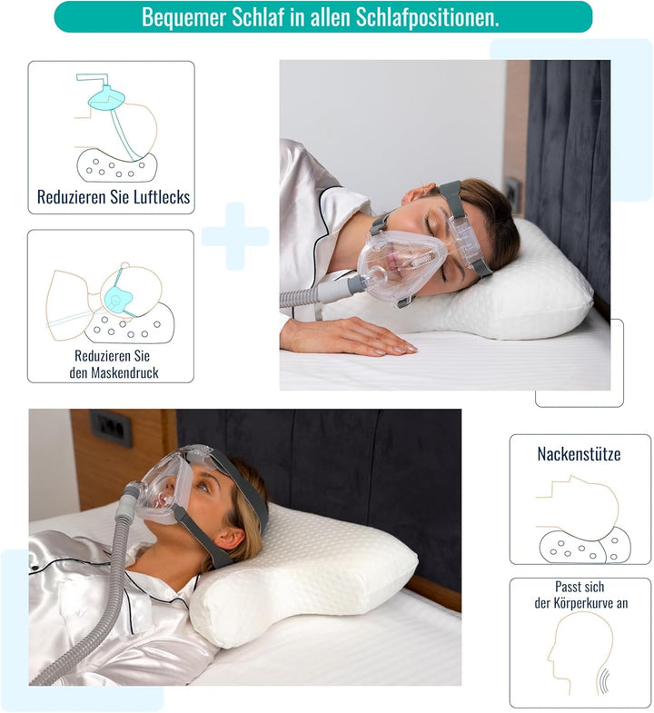 Pernă CPAP din spumă cu memorie, pentru cei care dorm lateral și cei care dorm pe spate. Pernă pentru apnee în somn. Potrivit pentru toți utilizatorii de măști CPAP. Pernă pentru susținerea gâtului. Pernă pentru gât.