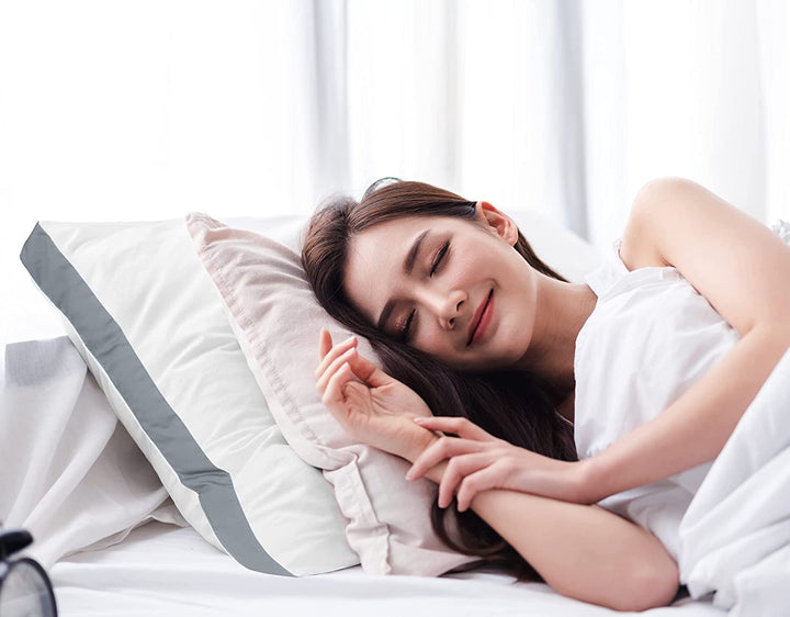 Utopia Bedding pernă pentru dormit lateral (pachet de 2), pernă de pat de înaltă calitate, pentru dormit lateral, cu burduf gri, dimensiune regină, 45,7 X 66 cm (UB760-2)
