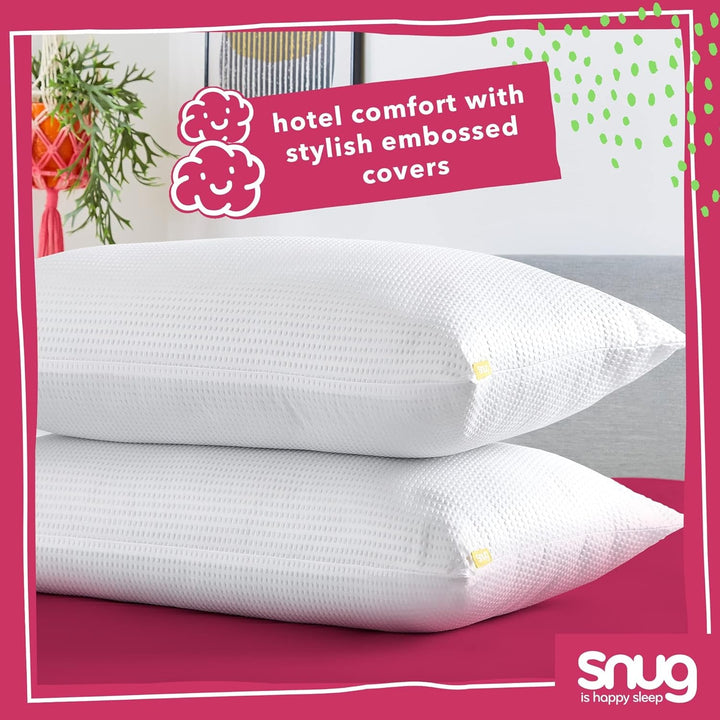 Pernă Snug Blissful Bedtime, calitate hotelieră de lux, suport mediu pentru cei care dorm în față, pe spate și lateral, ecologică, hipoalergenică și lavabilă la mașină, 2 bucăți