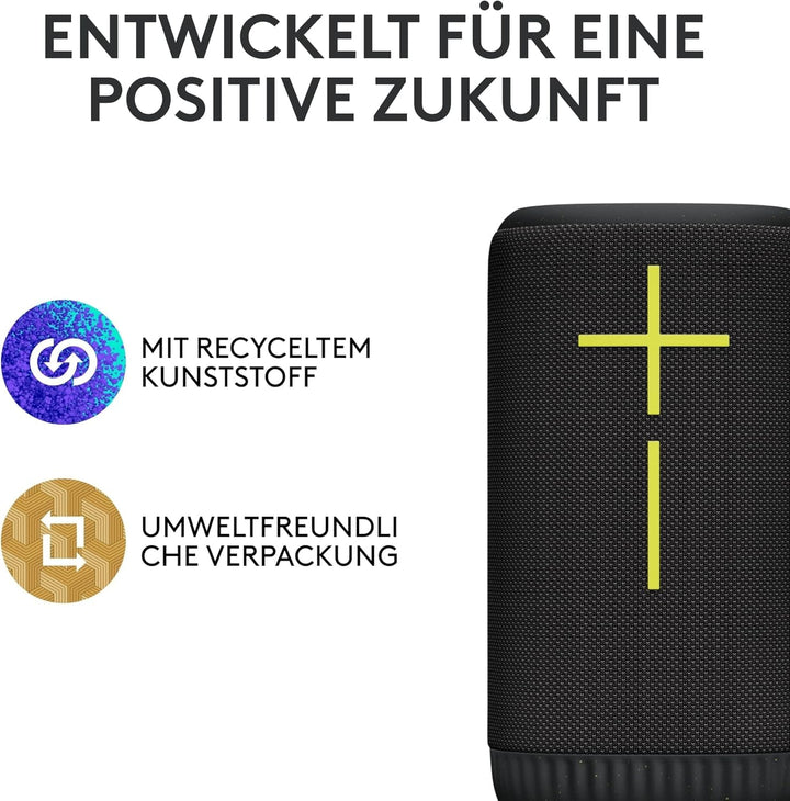 ULTIMATE EARS EVERBOOM Difuzor Bluetooth mobil fără fir, bas bogat, sunet imersiv la 360 de grade, difuzor plutitor rezistent la apă IP67, baterie reîncărcabilă până la 20 de ore, rază de acțiune 55 M - negru