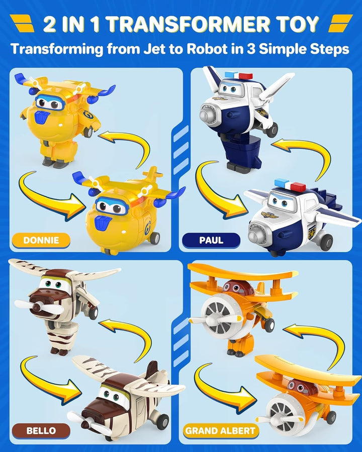 Super Wings Transform-A-Bots World Airport Crew - Seria 1 - Crew Collector's Pack - 15 figuri de jucărie - Figuri de 5,1 cm