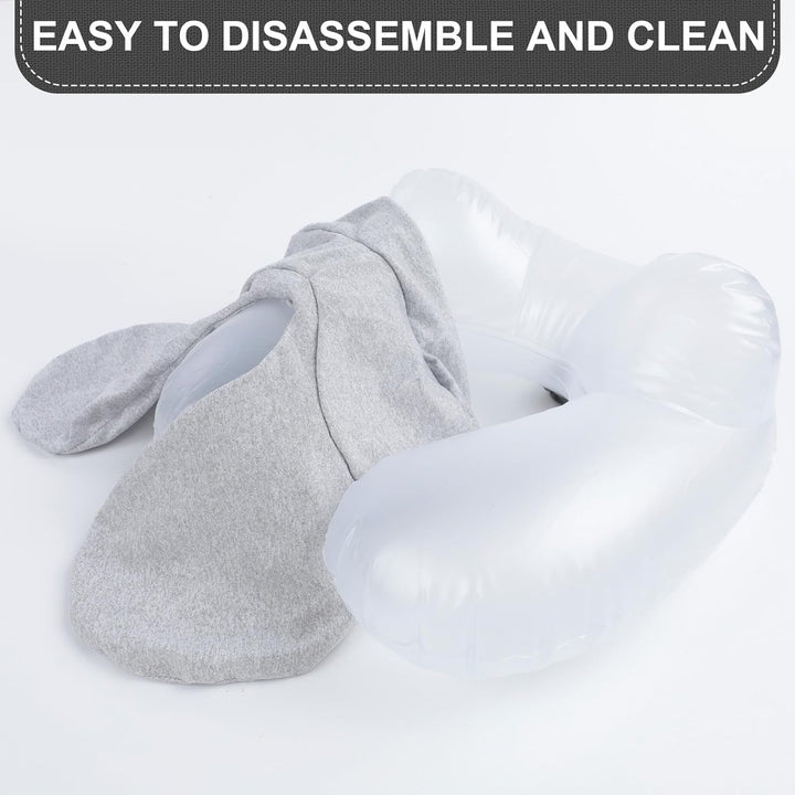 Aiqinu Pernă gonflabilă pentru gât Pernă de călătorie, Compact Quick Neck Pillow gonflabil cu capac de pernă lavabil pentru călătorii cu mașina, avionul, trenul, biroul, familia