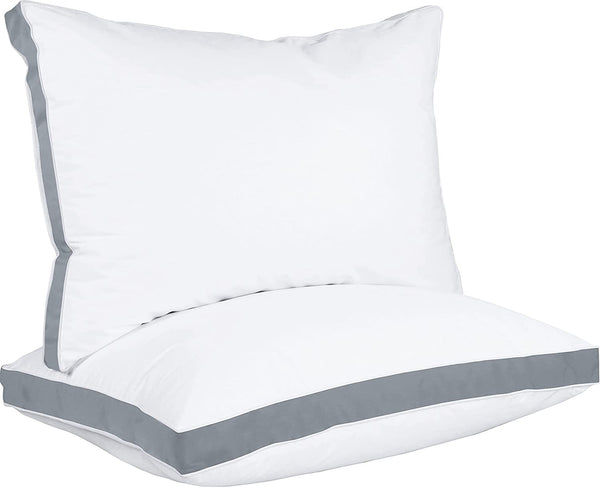 Utopia Bedding pernă pentru dormit lateral (pachet de 2), pernă de pat de înaltă calitate, pentru dormit lateral, cu burduf gri, dimensiune regină, 45,7 X 66 cm (UB760-2)