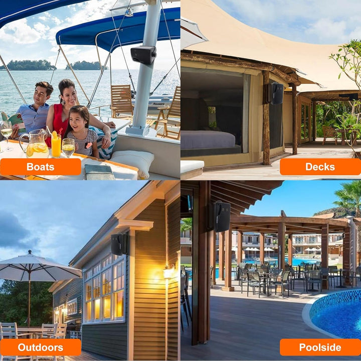 STUDIOFINIX Outdoor-Bluetooth-Lautsprecher -3,5 Zoll Paar 3-Wege 200W, Wandhalterung Wasserdicht Marine-Lautsprecher, Heavy Duty Grill, Geeignet Für Haus, Boot, Terrasse（Schwarz）