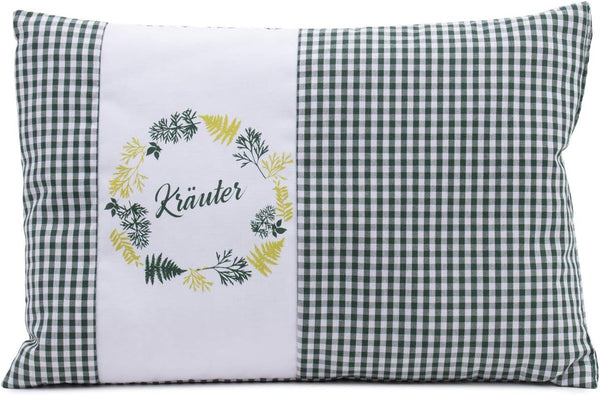 Gözze - Pernă parfumată cu ierburi, umplutură din amestec de ierburi 200G, capac din bumbac 100%, 30 X 20 Cm - Verde carouri