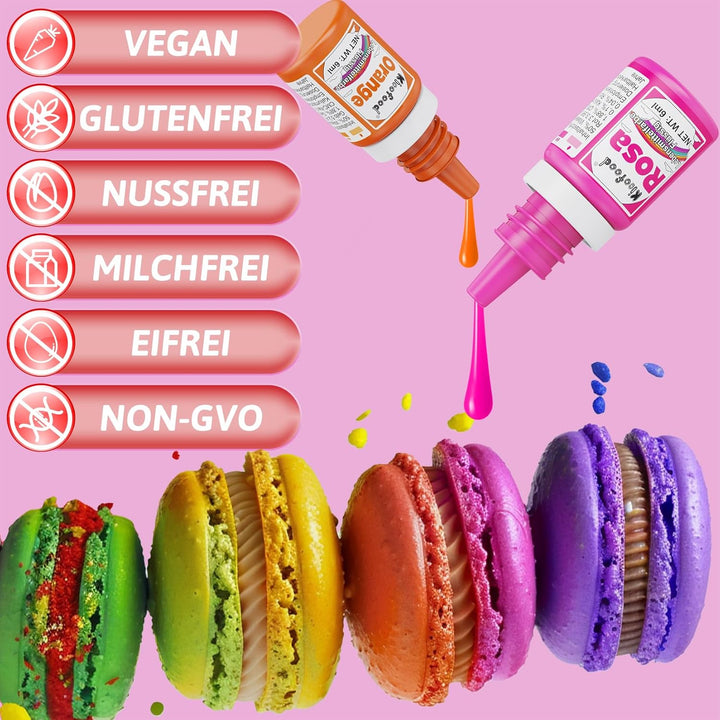 Lebensmittelfarbe - 10 Farben Lebensmittelfarbe Flüssig, Hochkonzentrierte Lebensmittelfarben, Flüssige Food Coloring Für Kuchen Backen, Kekse, Macaron, Fondantieren, DIY Slime - 6Ml