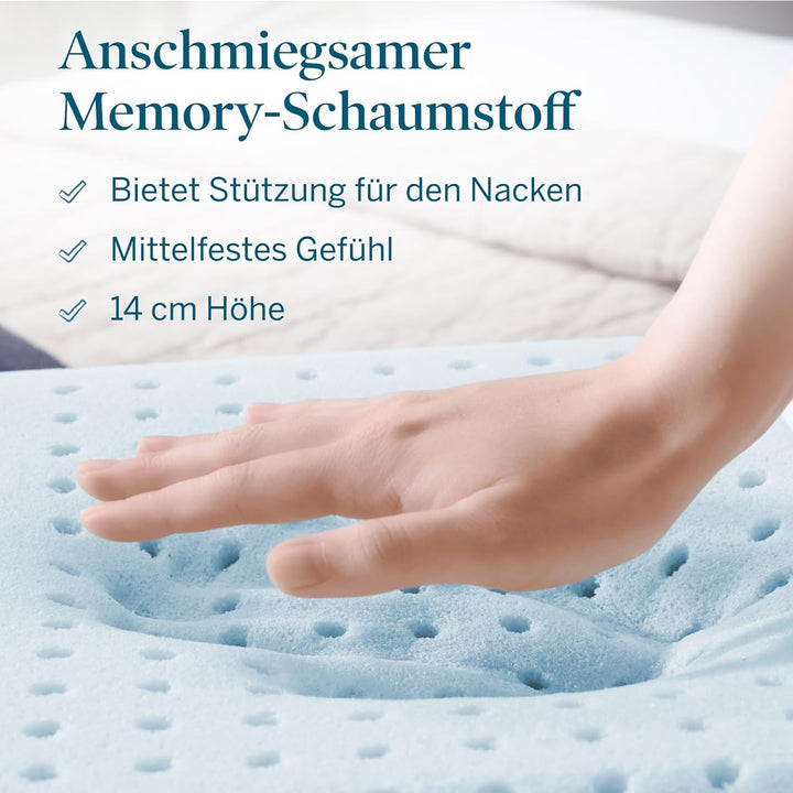 LUCID Gel Memory Foam Pillow 40X60 Cm - Respirabil - efect de răcire - capac lavabil - pernă Oeko-Tex, alb