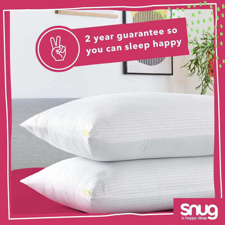 Pernă Snug Blissful Bedtime, calitate hotelieră de lux, suport mediu pentru cei care dorm în față, pe spate și lateral, ecologică, hipoalergenică și lavabilă la mașină, 2 bucăți