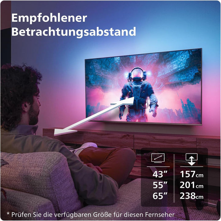 Philips Ambilight 43PUS8109 4K LED Smart TV - 43-Zoll Display Mit Pixel-Präziser Ultra HD, Titan OS Plattform Und Dolby Atmos, Funktioniert Mit Alexa Und Google Sprachassistent - Satiniertes Chrom