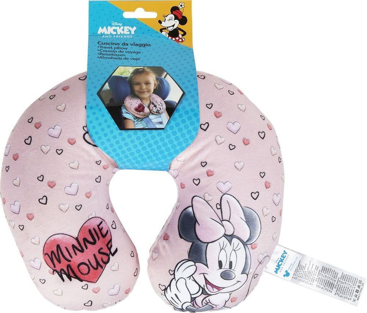 Tataway in Viaggio SI Cresce - Pernă de călătorie Disney Minnie Mouse | Material catifelat moale | Lavabil manual 30° | Umplere cu microperle | Scaun pentru copii potrivit de la 3 ani, Roz, mărime unică, catifea