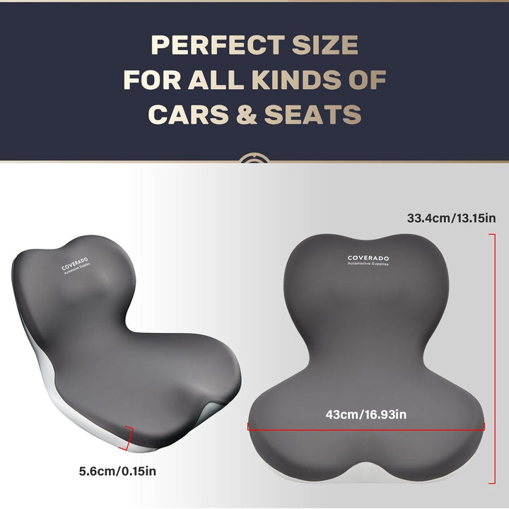 Coverado Pernă de scaun și pernă de susținere lombară O singură bucată pentru scaun de birou și scaun auto, pernă ergonomică de susținere a spatelui din spumă de memorie, pernă de ușurare a durerii sciatice și a spatelui și a tailbone-ului