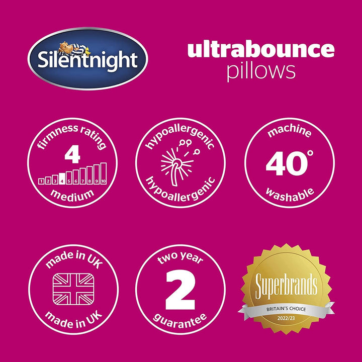 Pernă Silentnight Ultrabounce, alb, microfibră, alb, pachet de 2