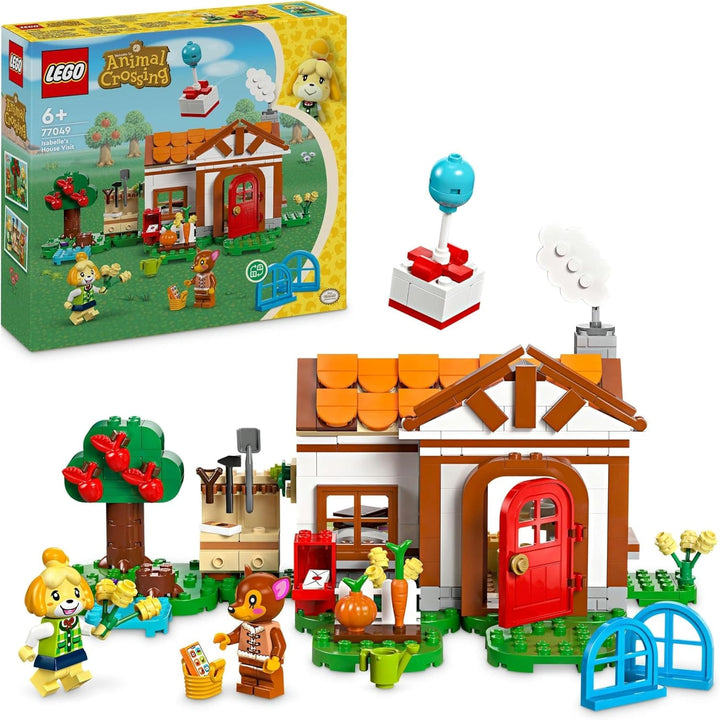 LEGO Animal Crossing Vizită de la Melinda, jucărie creativă pentru copii cu 2 mini-figurine din seria de jocuri video, inclusiv Fatima, Merch, cadou pentru fete și băieți de la 6 ani 77049