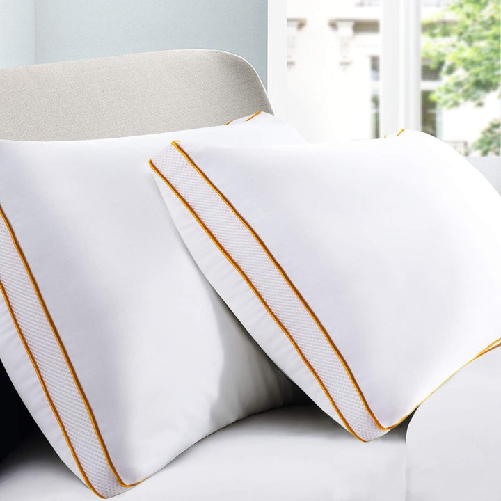 Pernă Maxzzz, pernă de lux, calitate hotelieră, pernă moale pentru dormit cu o parte din plasă respirabilă, pernă de pat elastică, pernă de susținere, umplutură din microfibră alternativă cu puf (dimensiune standard), 2 bucăți