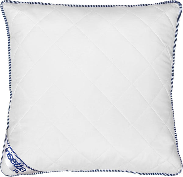 Pernă Irisette Body Contour 80X80 Cm cu husă detașabilă din microfibră moale, lavabilă până la 60°C, alb/albastru, certificată Oeko-Tex, produsă conform standardului de calitate german