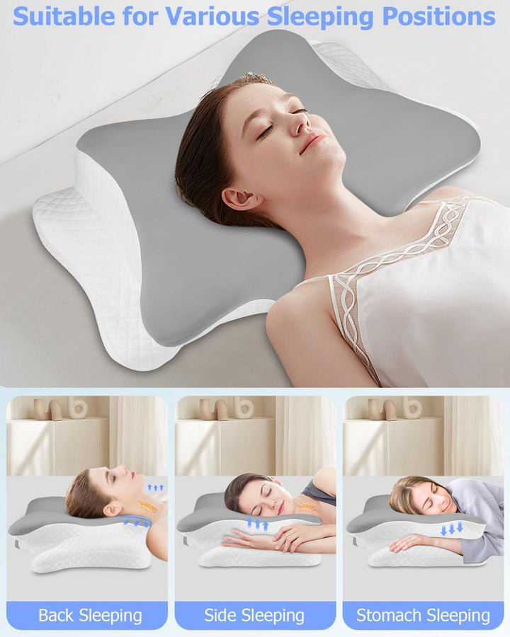 Pernă ortopedică, Pernă de susținere laterală, Pernă de susținere a gâtului, Pernă pentru dureri de gât, Pernă din spumă de memorie, Pernă ergonomică, Pentru susținerea laterală a spatelui și a burții - formă de fluture