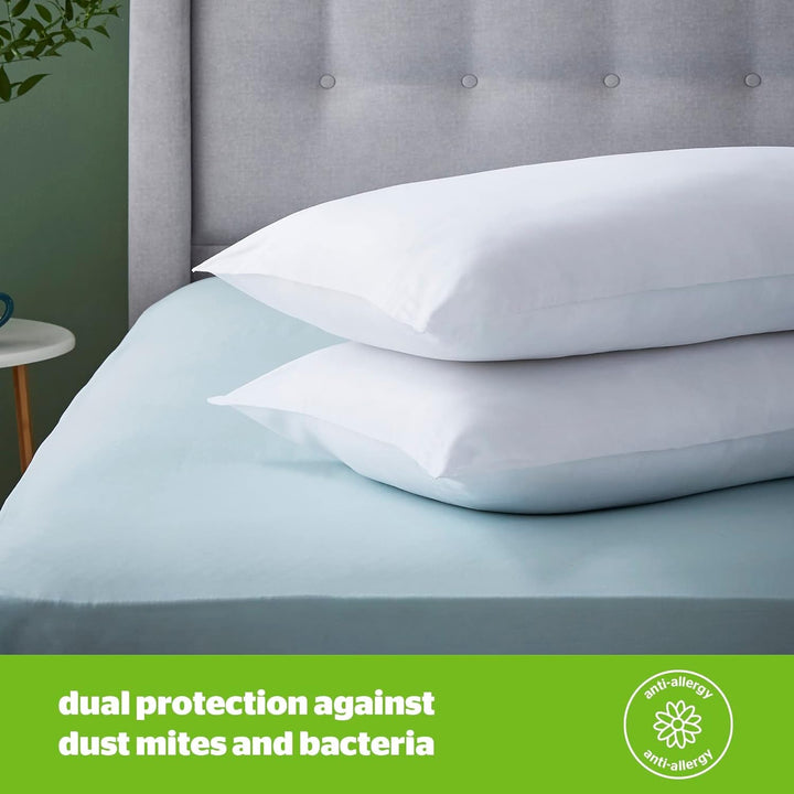Pernă moale antialergică Silentnight, pachet de 2, pernă de susținere moale cu fibre de pană, ideală pentru persoanele care dorm frontal și abdominal, hipoalergenică și lavabilă la mașină, 2 bucăți