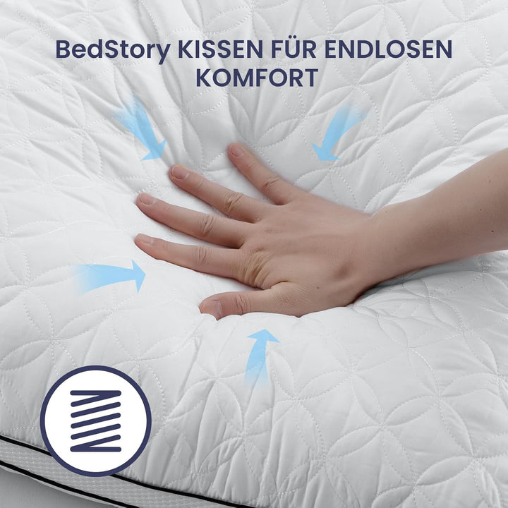 Pernă Bedstory 40X80Cm Set de 2 perne, pernă de dormit din microfibră 2X950G, pernă de pat respirabilă și lavabilă, ideală pentru un somn odihnitor profund, certificată Oeko-Tex