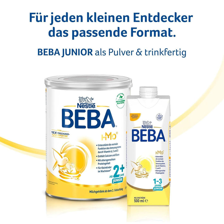 BEBA Junior 2+ Milchgetränk Ab Dem 2. Geburtstag, Babynahrung Mit HMO 2'-FL, Nur Laktose, Ohne Palmöl, 3Er Pack (3 X 800G)