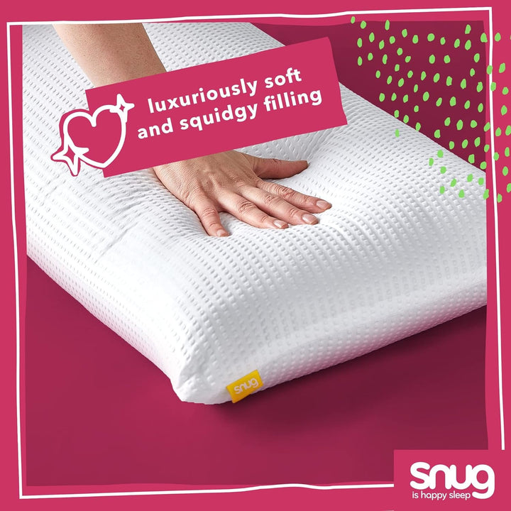 Pernă Snug Blissful Bedtime, calitate hotelieră de lux, suport mediu pentru cei care dorm în față, pe spate și lateral, ecologică, hipoalergenică și lavabilă la mașină, 2 bucăți