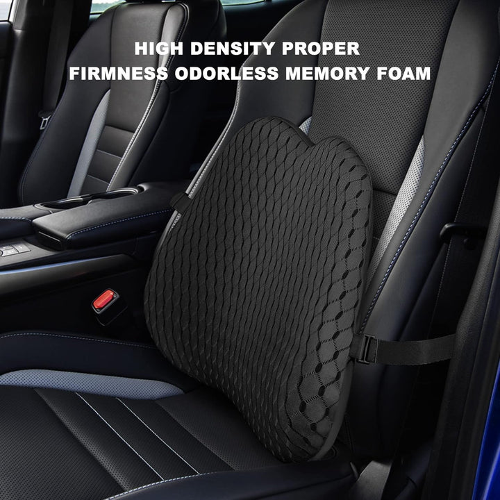 Livtribe Back Cushion, Memory Foam Lumbar Cushion Car, Ergonomic Lumbar Support Cushion pentru scaun de birou, scaun auto, scaun cu rotile (negru)