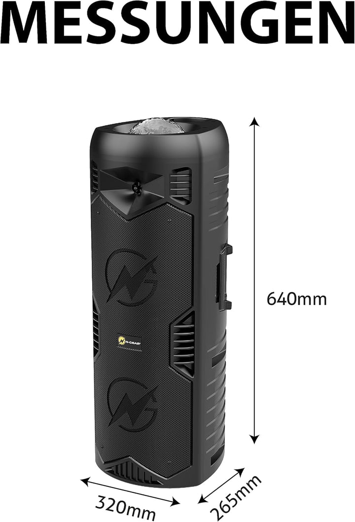 Let'S Go Party 5150 Music Box Bluetooth : Ultimate Party Box cu difuzoare duble 200W 6-Inch - Difuzor portabil de karaoke cu microfon fără fir, 5H Playtime, telecomandă și spectacol de lumini