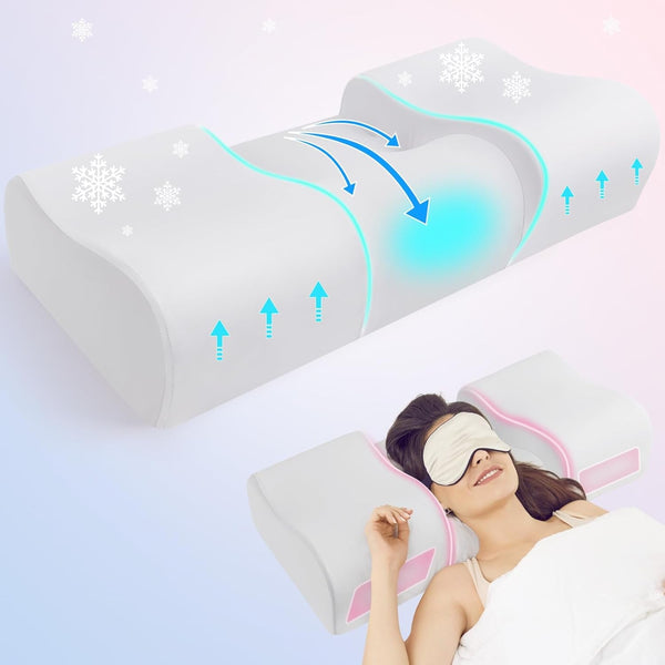 Pernă anti-rid Hydomi, 2-In-1, pernă de frumusețe anti-îmbătrânire, pernă ortopedică de sprijin pentru gât, pernă din spumă de memorie pentru dureri de gât și umăr, pentru a menține capul drept