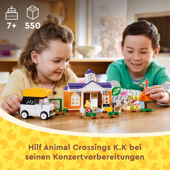 LEGO Animal Crossing K.K. se joacă la bâlci, jucărie de construcție cu cafenea și mașină din jocurile video, playset pentru fete și băieți de la 7 ani, cadou pentru copii 77052