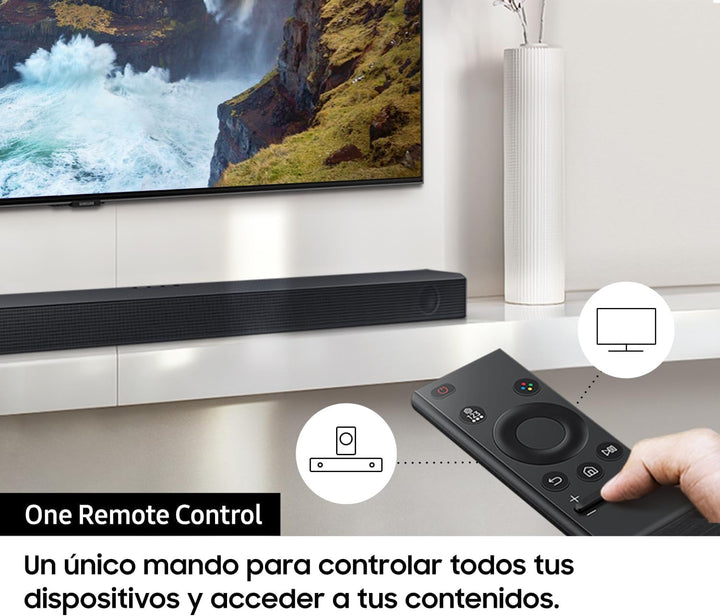 SAMSUNG Soundbar HW-C450/ZF C-Serie, 3 Lautsprecher, Subwoofer Inklusive, 2.1-Kanal-Audio, Adaptive Sound Lite, Black 2023