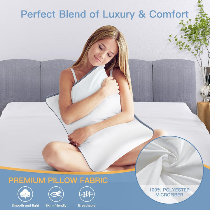 Pernă Maxzzz, pernă de lux, calitate hotelieră, pernă moale pentru dormit cu o parte din plasă respirabilă, pernă de pat elastică, pernă de susținere, umplutură din microfibră alternativă cu puf (dimensiune standard), 2 bucăți