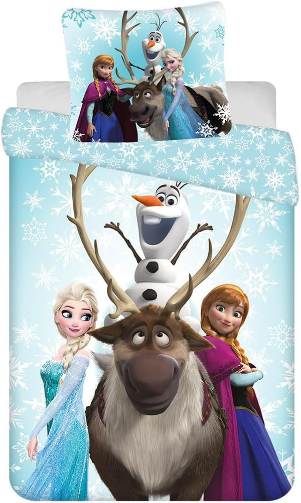 Disney Frozen Snowflakes 03 Kinderbettwäsche Bettbezug 160 X 200 Cm Und Kissenbezug 70 X 80 Cm 100% Baumwolle