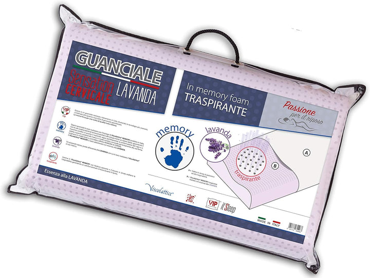 V.I.P. Very Important Pillow Pernă de săpun, bucle, spumă de memorie, cu tratament lavanda, 42 X 72 X 11, Made in Italy, alb, C.854492